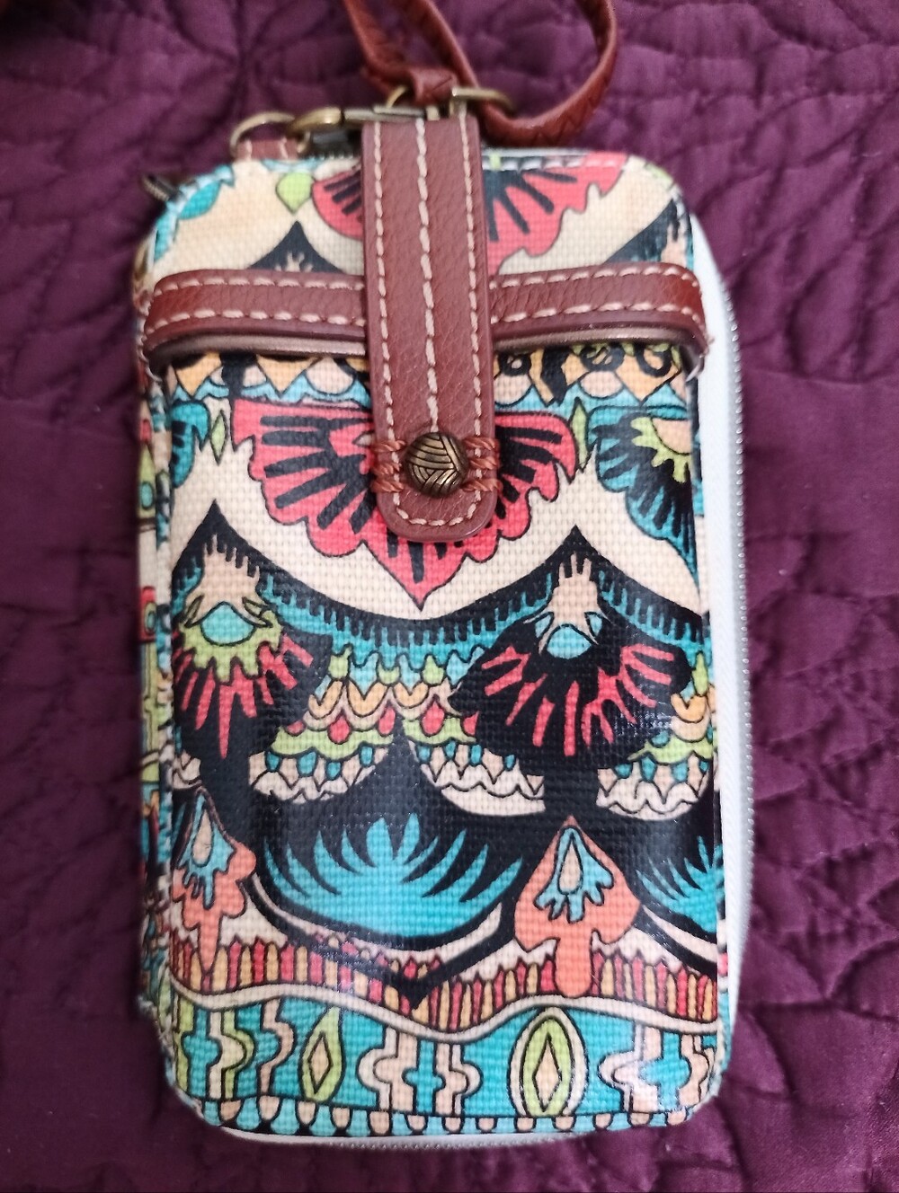 NEW Sakroots Artist Circle Wristlet/Crossbody Wallet BOHO "One World" Series